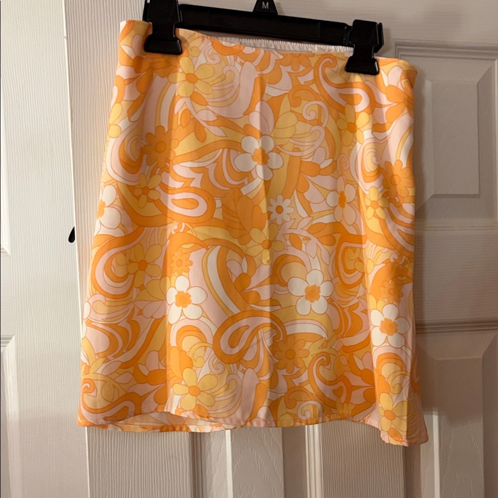 Hollister Orange Floral Mini Skirt